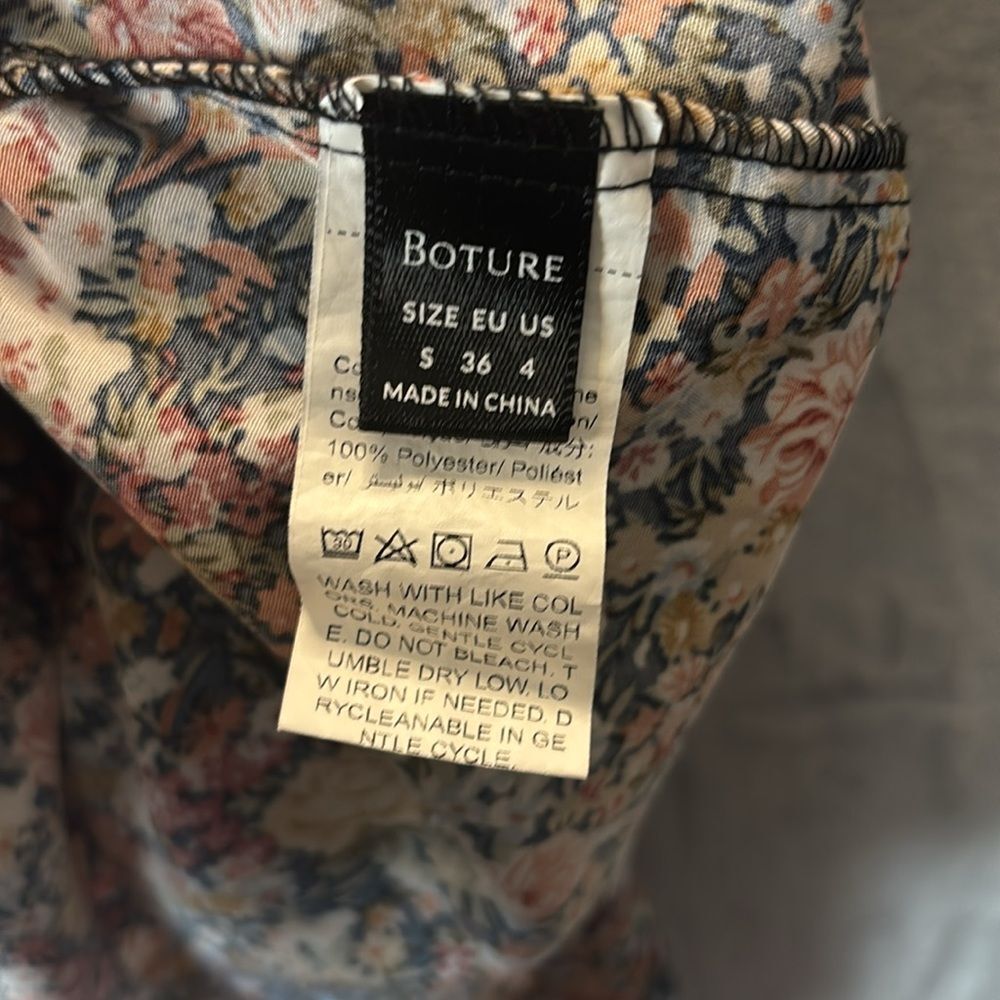 Boture Floral Peasant Dress with Short Sleeves and Ruffled Bottom Size Small - Picture 5 of 8
